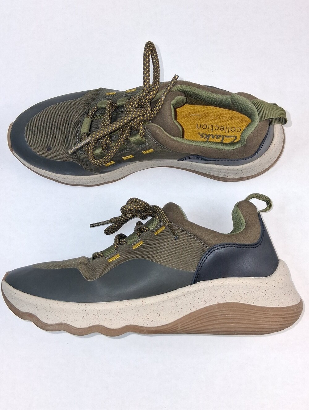 Clarks Collection Olive Green Lace Up Sneakers
